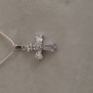 Sterling silver cross with cubic zirconia